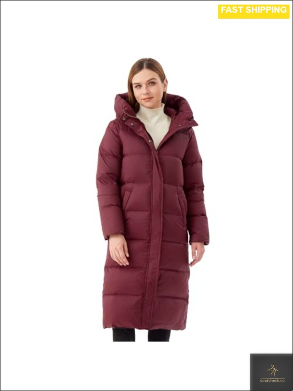 Long Goose Down Puffer Coat Thermal Lined Windproof Winter Jacket